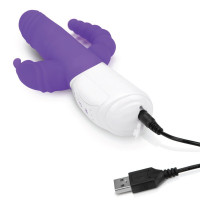 Анально-вагинальные - Фиолетовый вибратор-кролик с анальным стимулятором - 26 см.