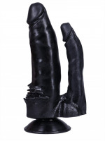 Анально-вагинальные - Черный сдвоенный фаллоимитатор №11 - 15,5 см.