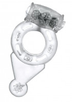 Эрекционные кольца - Прозрачное виброкольцо с хвостиком