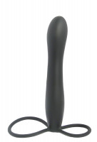 Мужские страпоны - Черная насадка на пенис для двойной стимуляции Mojo BlackJack - 15 см.