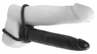 Мужские страпоны - Черная насадка на пенис для двойного проникновения Double Trouble - 15,3 см.