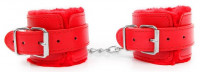 Наручники, ошейники - Красные мягкие наручники на регулируемых ремешках