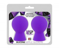 Помпы и стимуляторы для груди - Фиолетовые присоски для груди LIT-UP NIPPLE SUCKERS SMALL PURPLE