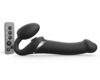 Безремневые - Черный безремневой страпон Multi Orgasm Size L с клиторальной стимуляцией