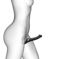 Безремневые - Черный безремневой страпон Multi Orgasm Size L с клиторальной стимуляцией