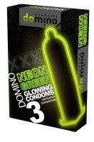 Презервативы - Презервативы DOMINO Neon Green со светящимся в темноте кончиком - 3 шт.