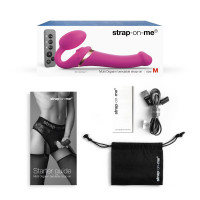 Безремневые - Ярко-розовый безремневой страпон Multi Orgasm Size M с клиторальной стимуляцией