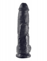 Гиганты - Реалистичный чёрный фаллоимитатор-гигант 10  Cock with Balls - 25,4 см.