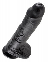 Гиганты - Реалистичный чёрный фаллоимитатор-гигант 10  Cock with Balls - 25,4 см.