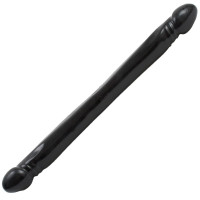 Двусторонние - Чёрный двусторонний фаллоимитатор Double Header Smooth - 44,5 см.