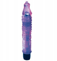 Водонепроницаемые - Фиолетовый гелевый вибратор в форме крокодильчика - 19 см.
