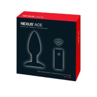 Анальные вибраторы - Чёрная вибровтулка NEXUS ACE MEDIUM с дистанционным управлением - 12 см.