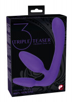 Безремневые - Фиолетовый безремневой страпон с двумя пробками Triple Teaser