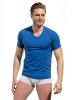 Домашняя одежда - Мужская хлопковая футболка с V-образным вырезом горловины