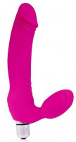 Безремневые - Розовый силиконовый безремневой страпон с вибрацией