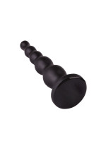 Анальные стимуляторы без вибрации - Чёрная анальная ёлочка с ограничительным основанием - 17,5 см.
