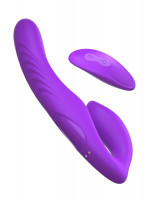 Безремневые - Фиолетовый безремневой вибрострапон с пультом Ultimate Strapless Strap-On - 22,22 см.