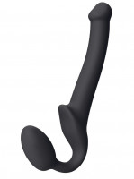 Безремневые - Черный безремневой страпон Silicone Bendable Strap-On - size S