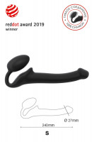 Безремневые - Черный безремневой страпон Silicone Bendable Strap-On - size S