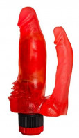 Анально-вагинальные - Красный анально-вагинальный вибратор №11 - 15,5 см.