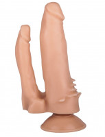 Анально-вагинальные - Анально-вагинальный фаллоимитатор с шипами на присоске №11 - 15,5 см.