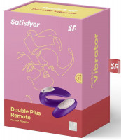 Для двоих  - Фиолетовый вибратор для пар Satisfyer Double Plus Remote с пультом ДУ