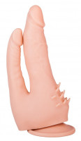 Анально-вагинальные - Двойной фаллоимитатор с шипами для массажа клитора - 21 см.