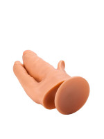 Анально-вагинальные - Фаллоимитатор на присоске для тройной стимуляции - 19,5 см.
