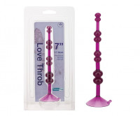 Анальные шарики, цепочки - Фиолетовая анальная цепочка на присоске LOVE THROB PURPLE - 17,8 см. 