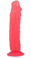Классические дилдо - Рельефный розовый фаллоимитатор на присоске - 19,5 см.