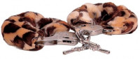 Наручники, ошейники - Металлические наручники, обшитые леопардовым мехом