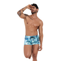 Синие мужские плавки-боксеры с принтом Cassiel Swimsuit Boxer