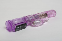 Hi-tech - Фиолетовый силиконовый вибратор с подвижной головкой в пупырышках - 21 см.