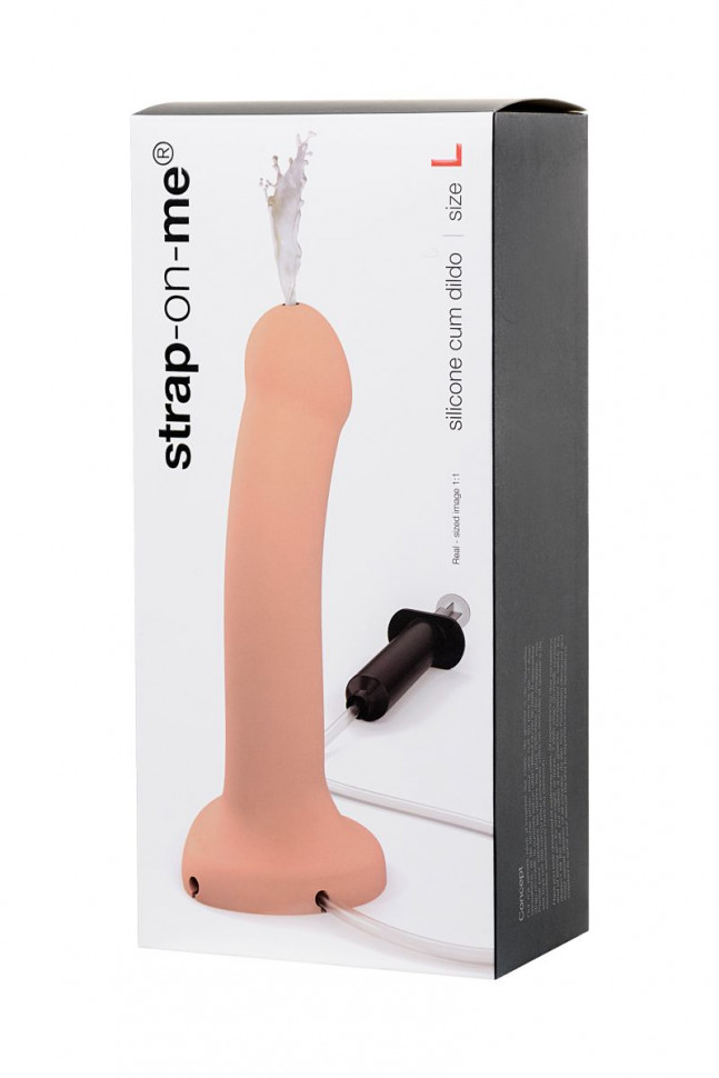 Телесный фаллос с имитацией эякуляции Silicon Cum Dildo L - 19,6 см.
