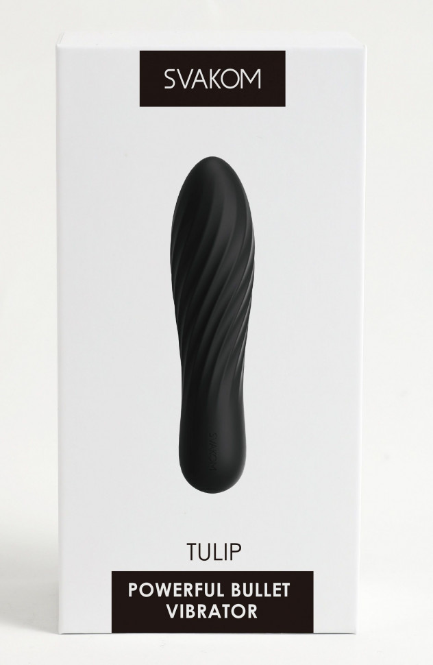 Черная вибропуля Tulip - 10,6 см.