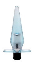 Анальные вибраторы - Голубая анальная пробка-конус SlimLine - 9 см.
