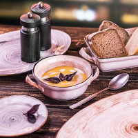 Форма для запекания «Пастораль» с ручками;фарфор;0,55л;D=155,H=50,L=196мм;оранжев.