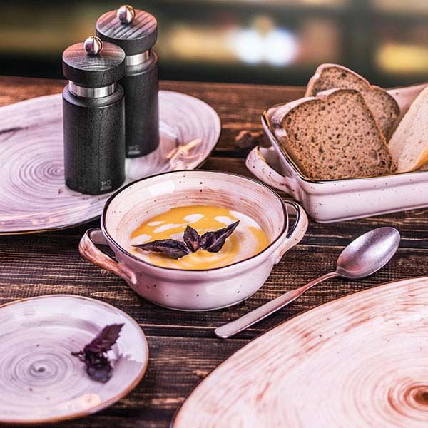 Форма для запекания «Пастораль» с ручками;фарфор;0,55л;D=155,H=50,L=196мм;оранжев.