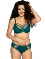 Изумрудный бюстгальтер на косточках plus size с декоративными бретелями