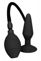 Чёрная анальная втулка с функцией расширения MENZSTUFF LARGE INFLATABLE PLUG - 14,5 см.