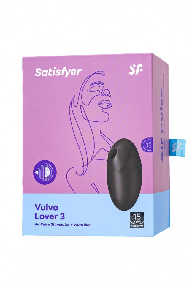 Черный вакуум-волновой стимулятор с вибрацией Vulva Lover 3