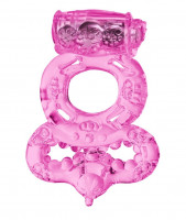 Эрекционные кольца - Розовое эрекционное кольцо с вибратором и подхватом