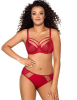 Красный бюстгальтер на косточках plus size с декоративными бретелями
