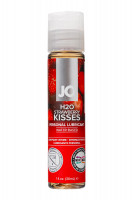 Лубрикант на водной основе с ароматом клубники JO Flavored Strawberry Kiss - 30 мл.