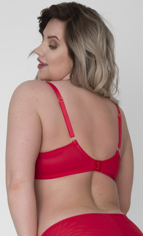 Бюстгальтер с мягкой чашкой plus size из кружева с  ресничками 