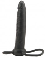 Мужские страпоны - Чёрная насадка на пенис для анальной стимуляции WHATA MAN - 16 см.