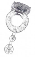 Эрекционные кольца - Прозрачное эрекционное кольцо с вибратором и хвостом