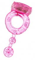 Эрекционные кольца - Розовое эрекционное кольцо с вибратором и хвостом