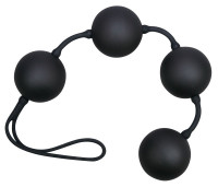 Вагинальные шарики - Чёрные вагинальные шарики на сцепке в силиконе
