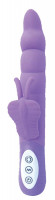 Со стимулятором клитора - Фиолетовый вибромассажер с клиторальным стимулятором в виде бабочки PLAY CANDI WIGGLE BUTTERFLY - 17 см.